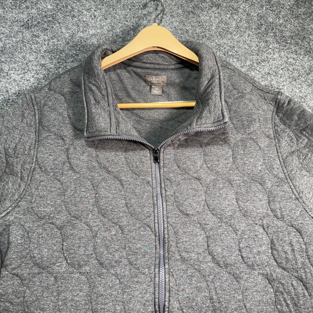 Oak Hill Premium Full Zip Sweater Mens XL Gray 100% Cotton Quilted Double Pocket - Picture 2 of 10